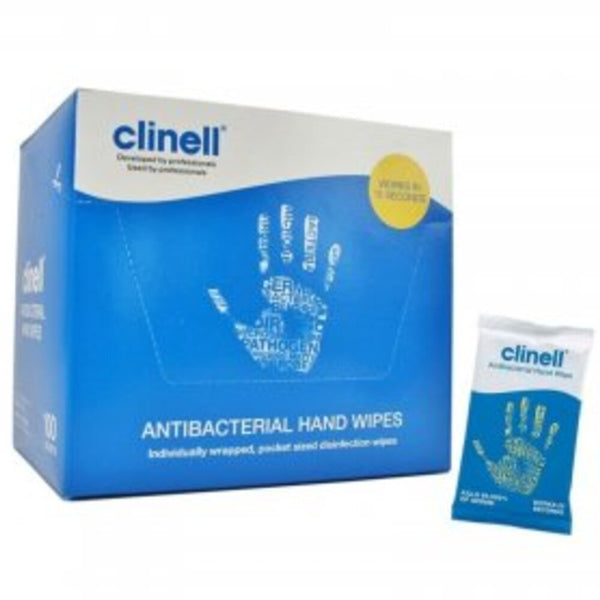 Clinell Antibacterial Hand Wipes - 100 Sealed Sachets
