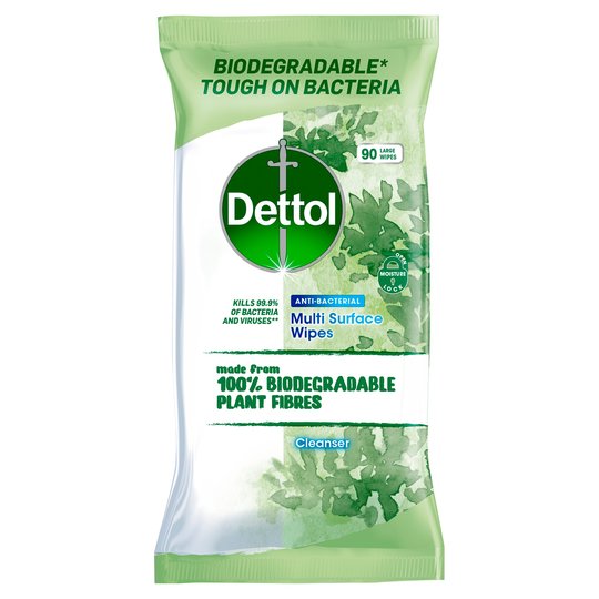 Dettol Biodegradable Wipes, 90 Pack